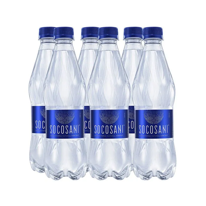 Agua mineral con gas Socosani botella x500ml pqt x15unds